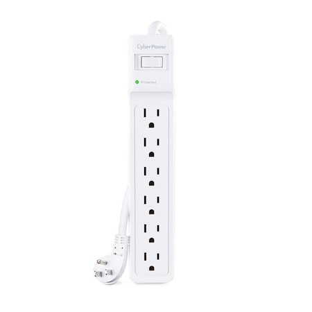 CYBERPOWER Cyber Power Systems B615 1500 Joules 6-Outlet Surge Protector with 15 ft. Cord; White B615